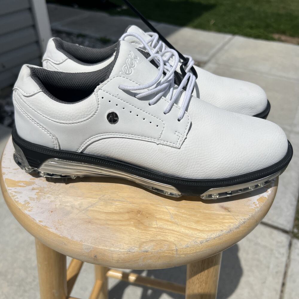 Size EUR 41 aleck Men's Golf Shoes White Athletic Sneaker Plastic Cleats - Picture 4 of 10